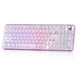 YUNZII X98 QMK/VIA Wireless Mechanical Gaming Keyboard with Knob,Tri-Mode BT5.0/USB-C/2.4GHz Hot Swappable Keyboard,Pre-lubed Switches Gasket Mount RGB Backlit for Wins/Mac (Purple, Crystal Switch)