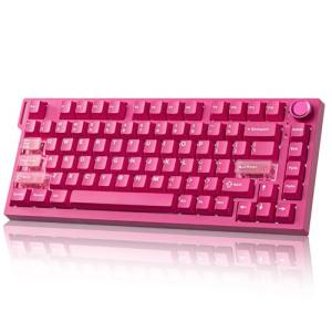 YUNZII RT75 PRO Wireless Gaming Keyboard,Hall Effect Mechanical Rapid Trigger Magnetic Keyboard Bluetooth/USB-C/2.4G 8KHz Polling Rate &128K Scan,RGB Backlit,TGL/SOCD/DKS/MT (Pink, Outemu Red Switch)