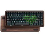 Womier 75% Mechanical Keyboard Wireless with Wood Natural, WD75 V2 QMK/VIA Gaming Creamy Keyboard 8000mAh Battery, Tri-Mode Key Board RGB Hot Swappable with PBT Keycaps-POM Linear Switch,Black