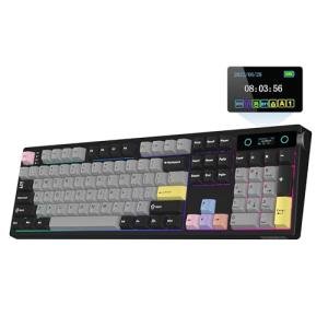 EPOMAKER TH108 PRO Full Size Mechanical Keyboard with Screen & Knob, Wireless Gaming Keyboard with 10000mAh, Creamy Gasket, Hot Swap, Custom Driver, RGB Backlight (Black, Sea Salt Silent)