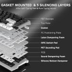 RK ROYAL KLUDGE A72 Alice Ergonomic Wireless Mechanical Keyboard w/Knob/Macro Keys/Touchable Nameplate, Tri-Mode 68% 72-Key Gasket Keyboard BT/2.4G/USB-C, Hot Swap, Win/Mac Software, 7500mAh Battery