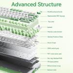 LEOBOG x Aula F75 Gaming Keyboard, 75% Wireless Keyboards RGB Backlit with Knob, Tri-Mode Hot Swappable Mechanical Keyboard for PC Gamer - Green