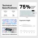 EPOMAKER G84 PRO Wireless Gaming Keyboard with Screen&Knob, 75% Creamy Mechanical Keyboard, 8000mAh, Hot Swappable, Silicone Keycaps, BT5.0/2.4G/USB-C Mode, NKRO, RGB (White, Creamy Jade Switch)