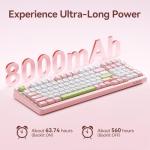 AUSDOM Silent Wireless Bluetooth Mechanical Keyboard, BT5.3/Type-C/2.4G Hot swappable Gaming Keyboards with Quiet Switch, RGB Backlit, Numpad, Cute Pink Creamy Keyboard for Mac/Win/Office, 98 Keys