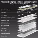 Redragon K762 Wireless Gasket Gaming Keyboard w/Hype Screen & Knob, 104 Keys Mechanical Keyboard, Easy-Control 1.14’’ TFT Info Display, 5-Layer Noise Dampening, Round PBT Keycaps, Mint Mambo Switch