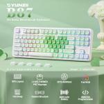 YUNZII B87 Wireless Mechanical Keyboard,QMK/VIA Programmable,TKL Layout 87 Keys,BT/2.4G/USB-C,Hot Swap Gasket Mount RGB Backlit Gaming with Wrist Rest for Win/Mac (Matcha Heart, Cocoa Cream V2)