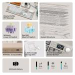 EPOMAKER QK108 Full Size Mechanical Keyboard with Screen & Knob, 8000mAh, QMK/VIA, Creamy&Thocky, Gasket, RGB Backlit, Mac Keycap, Wireless Gaming Keyboard (White Cyan, Sea Salt Silent)