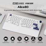 MechLands Feker Alice80 68 Keys Ergonomic Mechanical Keyboard, QMK & VIA Programmable, Wired Gaming Keyboard with Creamy Gasket, Hot Swappable, 5 Layer Paddings, NKRO, RGB for Win/Mac (White)