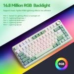 LEOBOG x Aula F75 Gaming Keyboard, 75% Wireless Keyboards RGB Backlit with Knob, Tri-Mode Hot Swappable Mechanical Keyboard for PC Gamer - Green
