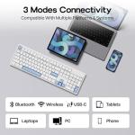 MechLands Vibe108 Full Size Mechanical Keyboard with Knob & Multimedia Buttons, Wireless Gaming Keyboard with 10000mAh Battery, RGB Backlits, 104 Keys Hot Swappable, Custom Driver (Cream Mint Switch)