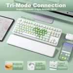 YUNZII B87 Wireless Mechanical Keyboard,QMK/VIA Programmable,TKL Layout 87 Keys,BT/2.4G/USB-C,Hot Swap Gasket Mount RGB Backlit Gaming with Wrist Rest for Win/Mac (Matcha Heart, Cocoa Cream V2)