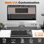 YUNZII B75 PRO MAX Wireless Mechanical Keyboard,75% Layout with Screen and Knob,Custom Hot Swap Gasket,Creamy Pre-lubed Switches,Bluetooth/Type-C/2.4G for Win/Mac (Black, Cocoa Cream V2 Switch)