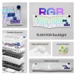 MechLands Feker Alice80 68 Keys Ergonomic Mechanical Keyboard, QMK & VIA Programmable, Wired Gaming Keyboard with Creamy Gasket, Hot Swappable, 5 Layer Paddings, NKRO, RGB for Win/Mac (White)