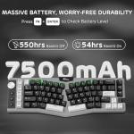 RK ROYAL KLUDGE A72 Alice Ergonomic Wireless Mechanical Keyboard w/Knob/Macro Keys/Touchable Nameplate, Tri-Mode 68% 72-Key Gasket Keyboard BT/2.4G/USB-C, Hot Swap, Win/Mac Software, 7500mAh Battery