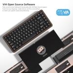 Womier 75% Mechanical Keyboard Wireless with Wood Natural, WD75 V2 QMK/VIA Gaming Creamy Keyboard 8000mAh Battery, Tri-Mode Key Board RGB Hot Swappable with PBT Keycaps-POM Linear Switch,Black