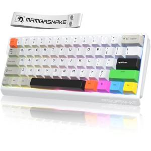ATTACK SHARK MAMBASNAKE X60HE Rapid Trigger Magnetic Switch 60% RGB Wireless Mechanical Gaming keyboard,2.4Ghz/BT/Wired,8KHZ Polling Rate,0.01mm Adjustable Actuation,Web Driver for PC(White+8 Keycaps)