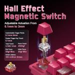 YUNZII RT75 PRO Wireless Gaming Keyboard,Hall Effect Mechanical Rapid Trigger Magnetic Keyboard Bluetooth/USB-C/2.4G 8KHz Polling Rate &128K Scan,RGB Backlit,TGL/SOCD/DKS/MT (Pink, Outemu Red Switch)