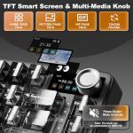 YUNZII B75 PRO MAX Wireless Mechanical Keyboard,75% Layout with Screen and Knob,Custom Hot Swap Gasket,Creamy Pre-lubed Switches,Bluetooth/Type-C/2.4G for Win/Mac (Black, Cocoa Cream V2 Switch)