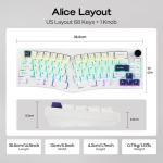 MechLands Feker Alice80 68 Keys Ergonomic Mechanical Keyboard, QMK & VIA Programmable, Wired Gaming Keyboard with Creamy Gasket, Hot Swappable, 5 Layer Paddings, NKRO, RGB for Win/Mac (White)