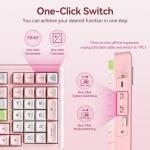 AUSDOM Silent Wireless Bluetooth Mechanical Keyboard, BT5.3/Type-C/2.4G Hot swappable Gaming Keyboards with Quiet Switch, RGB Backlit, Numpad, Cute Pink Creamy Keyboard for Mac/Win/Office, 98 Keys