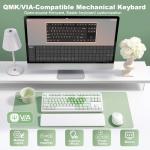 YUNZII B87 Wireless Mechanical Keyboard,QMK/VIA Programmable,TKL Layout 87 Keys,BT/2.4G/USB-C,Hot Swap Gasket Mount RGB Backlit Gaming with Wrist Rest for Win/Mac (Matcha Heart, Cocoa Cream V2)