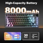 YUNZII B75 PRO MAX Wireless Mechanical Keyboard,75% Layout with Screen and Knob,Custom Hot Swap Gasket,Creamy Pre-lubed Switches,Bluetooth/Type-C/2.4G for Win/Mac (Black, Cocoa Cream V2 Switch)