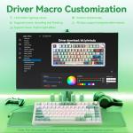 LEOBOG x Aula F75 Gaming Keyboard, 75% Wireless Keyboards RGB Backlit with Knob, Tri-Mode Hot Swappable Mechanical Keyboard for PC Gamer - Green