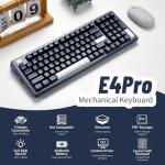 Hexgears Wireless Mechanical Keyboard with Number Pad,Wrist Rest,Gasket Structure,Tri-Mode BT5.0/USB-C/2.4GHz Hot Swappable Keyboard,Creamy Sound,RGB Backlit,Computer Gaming Keyboards(Clicky Switch)