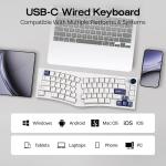 MechLands Feker Alice80 68 Keys Ergonomic Mechanical Keyboard, QMK & VIA Programmable, Wired Gaming Keyboard with Creamy Gasket, Hot Swappable, 5 Layer Paddings, NKRO, RGB for Win/Mac (White)