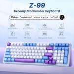 E-YOOSO Z-99 Wireless Mechanical Keyboard with Number Pad, Tri-Mode BT5.0/2.4GHz/USB-C, Hot Swappable Linear Switches, 99 Keys, RGB Backlit Creamy Gaming Keyboard for Laptop/PC/Mac