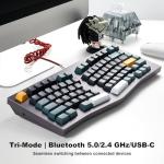 Hexgears F2 Alice83 Aluminum Custom Mechanical Keyboard, Split 83 Keys Alice Layout Ergonomic Keyboard, Hot Swappable Slient Linear Switch, BT5.0/2.4GHz/USB-C, RGB Backlit with Wrist Rest for Win/Mac