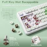 YUNZII B87 Wireless Mechanical Keyboard,QMK/VIA Programmable,TKL Layout 87 Keys,BT/2.4G/USB-C,Hot Swap Gasket Mount RGB Backlit Gaming with Wrist Rest for Win/Mac (Matcha Heart, Cocoa Cream V2)