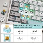 EPOMAKER QK108 Full Size Mechanical Keyboard with Screen & Knob, 8000mAh, QMK/VIA, Creamy&Thocky, Gasket, RGB Backlit, Mac Keycap, Wireless Gaming Keyboard (White Cyan, Sea Salt Silent)