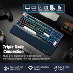 Hexgears Wireless Mechanical Keyboard with Number Pad,Wrist Rest,Gasket Structure,Tri-Mode BT5.0/USB-C/2.4GHz Hot Swappable Keyboard,Creamy Sound,RGB Backlit,Computer Gaming Keyboards(Clicky Switch)