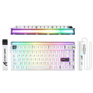 ATTACK SHARK R85 HE 75% Magnetic Wired Gaming Keyboard,8KHz Polling Rate Rapid Trigger,0.005mm RT Precision,256K Scan Rate,Custom Hot-Swappable,Web Driver PC Keyboard for Gamer/Win/Mac,Starlight White