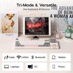 EPOMAKER TH87 Wireless Mechanical Keyboard with 10000mAh Battery, BT/2.4GHz/Wired, Hot Swappable Custom, PBT Keycap, RGB Backlit, Gasket, TKL Gaming Keyboard for PC/Mac (Sea Salt Silent)