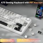 SOLAKAKA A75 75% Wireless Mechanical Keyboard, Hot Swappable Gaming Keyboard with Multifunction Knob & RGB, Gasket Mounted Creamy Keyboard, PBT Keycaps, Compact Layout for Win/Mac/PC