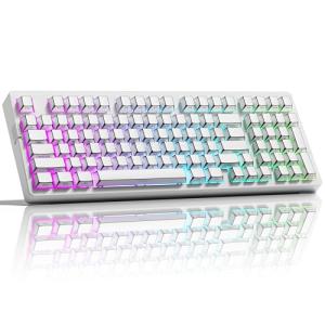 ZORNHER ZH980 Mechanical Keyboard Wireless,95% White Creamy Keyboard with Number Pad, Gaming Keyboard Full Size,Side Printed Cool Japanese Anime PBT Keycaps,Creamy Sounding Linear Switches