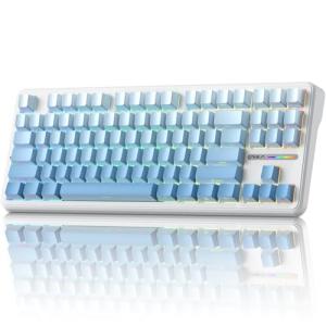 Aula F87 Pro Gaming Keyboard, Tri-Mode BT5.0/2.4GHz/USB-C Hot-Swappable RGB Wireless Mechanical Keyboard, Gasket Mount, 8000mAh, for Windows/Mac Gamer & Typists（LEOBOG Gray Wood Switch V4）