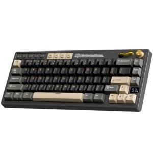 RK ROYAL KLUDGE M65 Wireless Gaming Keyboard with Volume Knob, 60% Hot Swappable Mechanical Keyboard 2.4G/BT/USB-C, Gasket Mount, Battery Display, PBT Keycaps, Hot-Swappable Cream Switch, Black