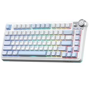 Aula AU75 75% Wireless Gaming Keyboard, Tri-Mode Hot-Swappable Mechanical Keyboard with Control Knob, RGB Backlit, PBT Keycaps, Bluetooth/2.4G/USB-C, for PC/PS5/Mac Gamers （LEOBOG Seiya Switch）