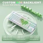 YUNZII B87 Wireless Mechanical Keyboard,QMK/VIA Programmable,TKL Layout 87 Keys,BT/2.4G/USB-C,Hot Swap Gasket Mount RGB Backlit Gaming with Wrist Rest for Win/Mac (Matcha Heart, Cocoa Cream V2)