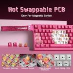 YUNZII RT75 PRO Wireless Gaming Keyboard,Hall Effect Mechanical Rapid Trigger Magnetic Keyboard Bluetooth/USB-C/2.4G 8KHz Polling Rate &128K Scan,RGB Backlit,TGL/SOCD/DKS/MT (Pink, Outemu Red Switch)