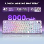 YUNZII X98 QMK/VIA Wireless Mechanical Gaming Keyboard with Knob,Tri-Mode BT5.0/USB-C/2.4GHz Hot Swappable Keyboard,Pre-lubed Switches Gasket Mount RGB Backlit for Wins/Mac (Purple, Crystal Switch)