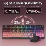 BlueFinger Wireless Gaming Keyboard and Mouse Combo, RGB Backlit, Tri-Mode Bluetooth/2.4G/USB-C Wired, 98 Keys Quiet Keyboard with Number Pad, Volume Knob & Screen, 4800 DPI Mouse for PC/Mac/Laptop