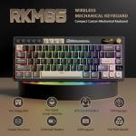 RK ROYAL KLUDGE M65 Wireless Gaming Keyboard with Volume Knob, 60% Hot Swappable Mechanical Keyboard 2.4G/BT/USB-C, Gasket Mount, Battery Display, PBT Keycaps, Hot-Swappable Cream Switch, Black
