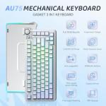 Aula AU75 75% Wireless Gaming Keyboard, Tri-Mode Hot-Swappable Mechanical Keyboard with Control Knob, RGB Backlit, PBT Keycaps, Bluetooth/2.4G/USB-C, for PC/PS5/Mac Gamers （LEOBOG Seiya Switch）