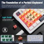 Wireless Mechanical Keyboard with Knob & Wrist Rest, Hot Swap Gasket Custom Structure, Creamy Pre-lubed Tactile Switches, RGB Backlit, Bluetooth/Type-C/2.4G Gaming Keyboard for Win/Mac (White)