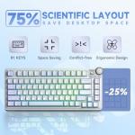 Aula AU75 75% Wireless Gaming Keyboard, Tri-Mode Hot-Swappable Mechanical Keyboard with Control Knob, RGB Backlit, PBT Keycaps, Bluetooth/2.4G/USB-C, for PC/PS5/Mac Gamers （LEOBOG Seiya Switch）