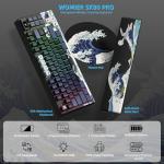Womier 75% Wireless Mechanical Keyboard with Color Multimedia Screen Anime Gaming Creamy Keyboard, 3-Modes Hot Swappable Kanagawa Theme Key Board w/Wrist Rest, Gasket RGB Custom for Mac/Win (SK80 PRO)